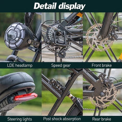 Lagads H9 Electric Bicycle Ebike Hydraulic Brake 48V 15Ah 750W 20 "Fat Tire"