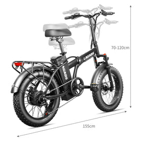 1000W Fold Electric Bicycle 48V12.5AH Fat Tire Ebike 20" Mountain Bike