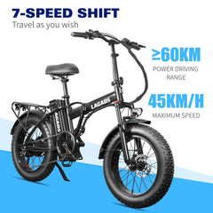 1000W Fold Electric Bicycle 48V12.5AH Fat Tire Ebike 20" Mountain Bike
